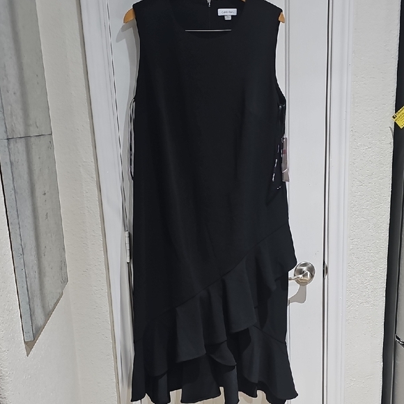 Calvin Klein Black Asymmetrical Dress Size 16 W - Picture 1 of 13